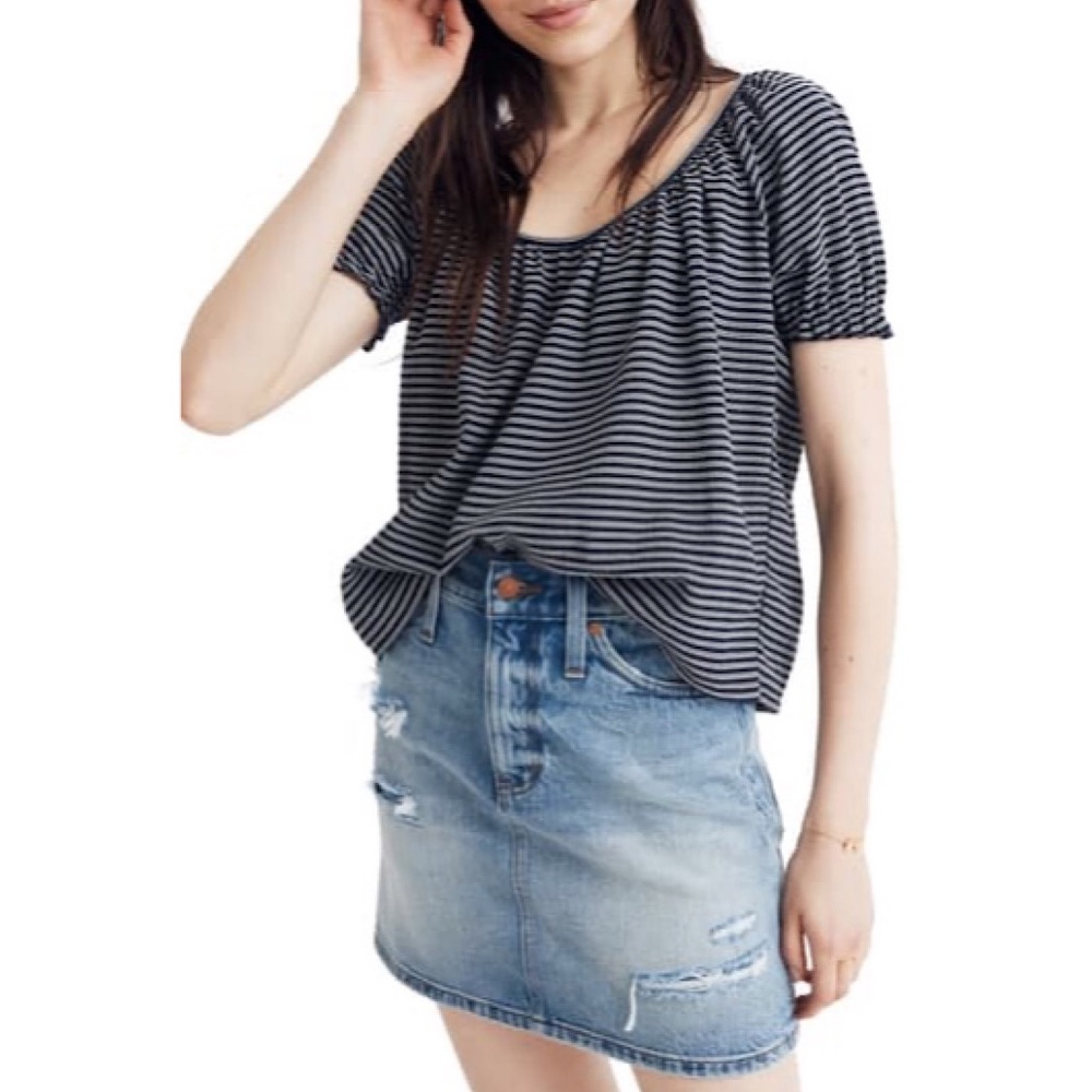 Madewell Texture and Thread Striped Peasant Top